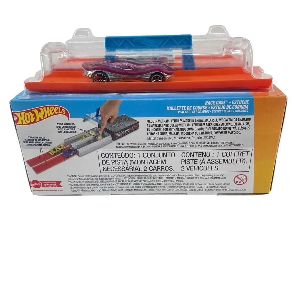 Hot Wheels Race Case Stunt Tracks Playset Dual Launcher 2 Cars Storage Case New